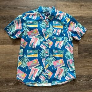 Chubbies Shirt Mens Large Blue Floral Beach Tropical Hawaiian Popover Shirt